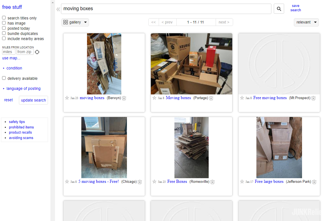 Craigslist Moving Boxes