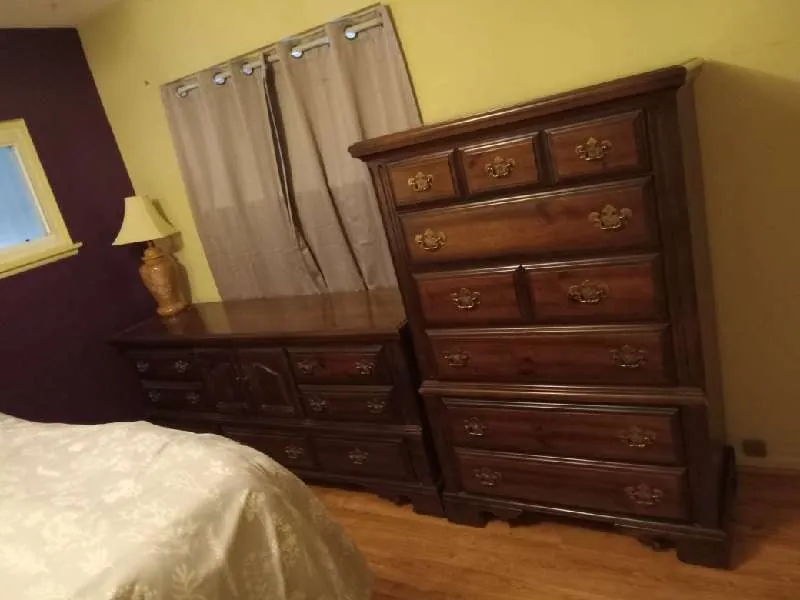 Before: bedroom with dressers and bed (estate cleanouts, Hickory Hills)