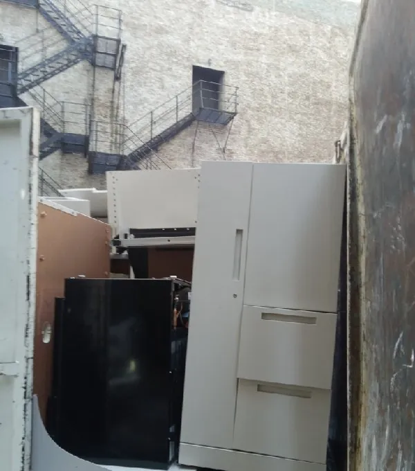 During: lateral files and cabinets loaded (office cleanouts & office furniture removal, The Loop)