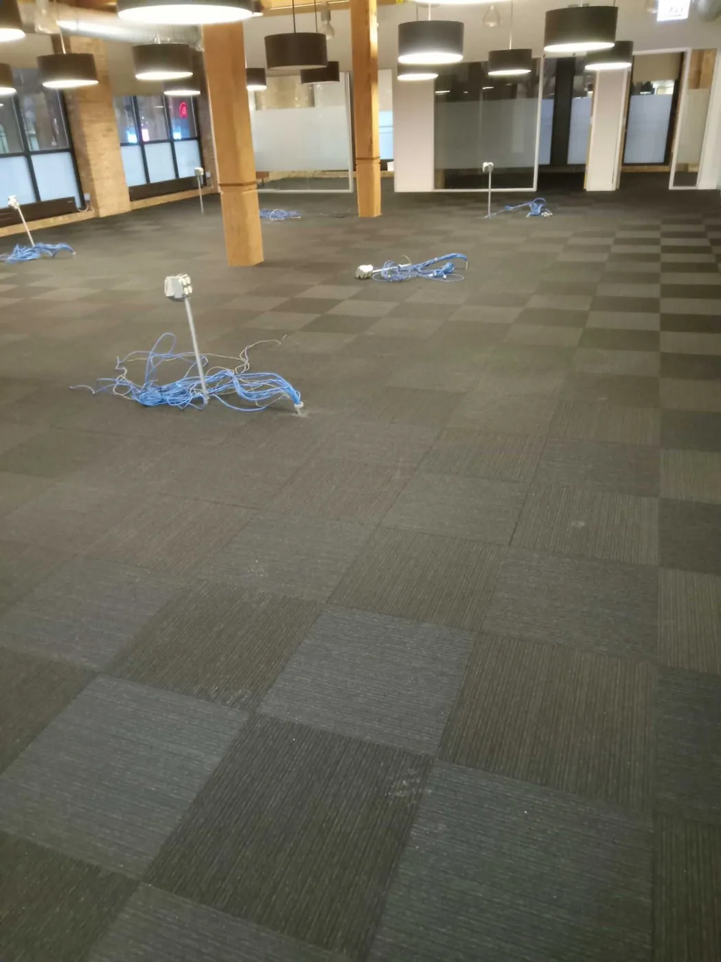 After: the open office floor at the end of the last day (office cleanouts & office furniture removal, Fulton Market)