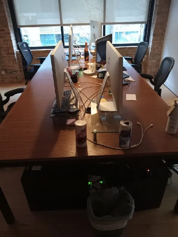 Before: rows of desks and workstations (office cleanouts & office furniture removal, Fulton Market)