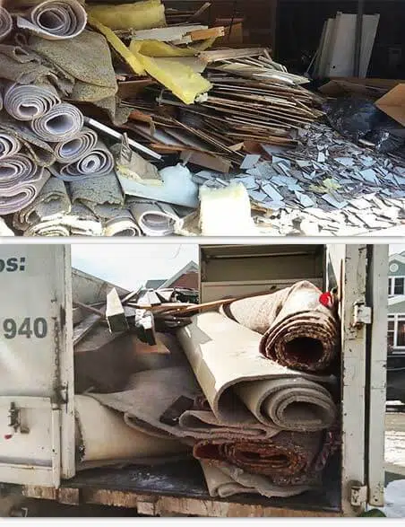 Large piles of old carpet for carpet removal & recycling in Chicago | Junk Relief Chicago