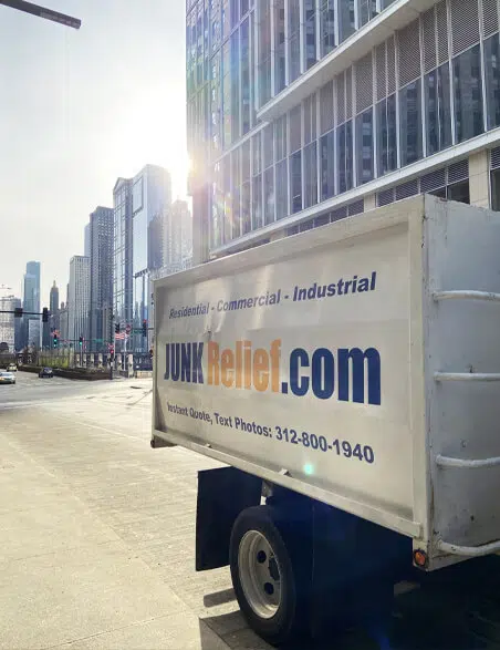 Fully loaded junk removal truck for property manager | JUNK Relief Chicago, Arlington Heights, Evanston, Elmhurst, Naperville