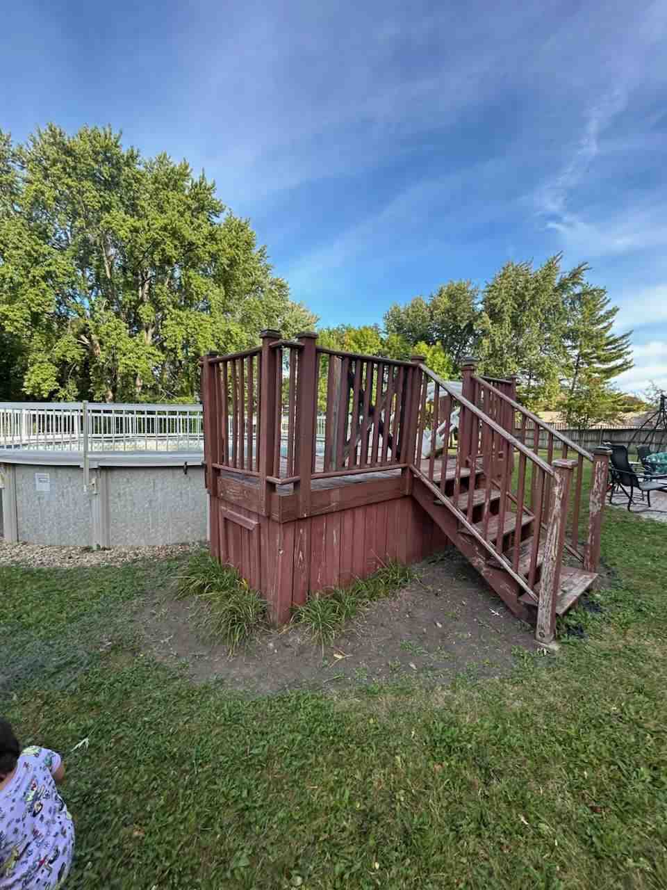 Before: the small entry deck and stairs