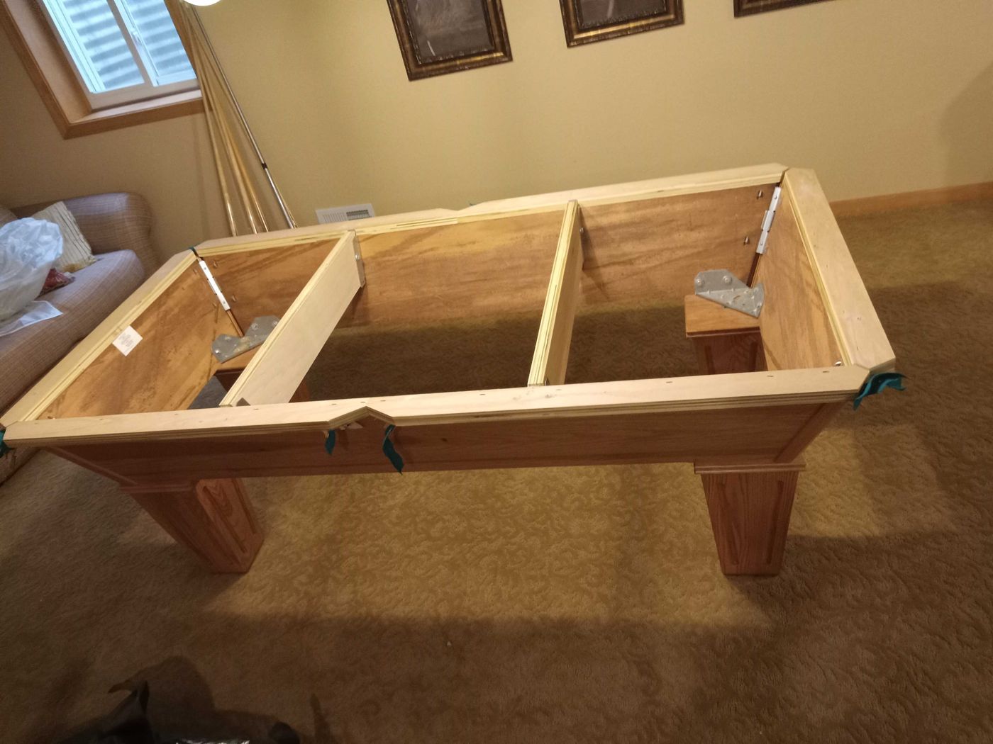 During: felt and slate off, frame ready to come apart