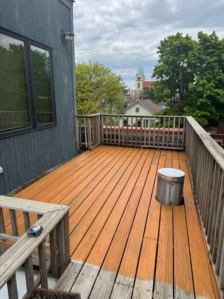 Before: the rooftop deck, roughly 800 square feet including the upper level